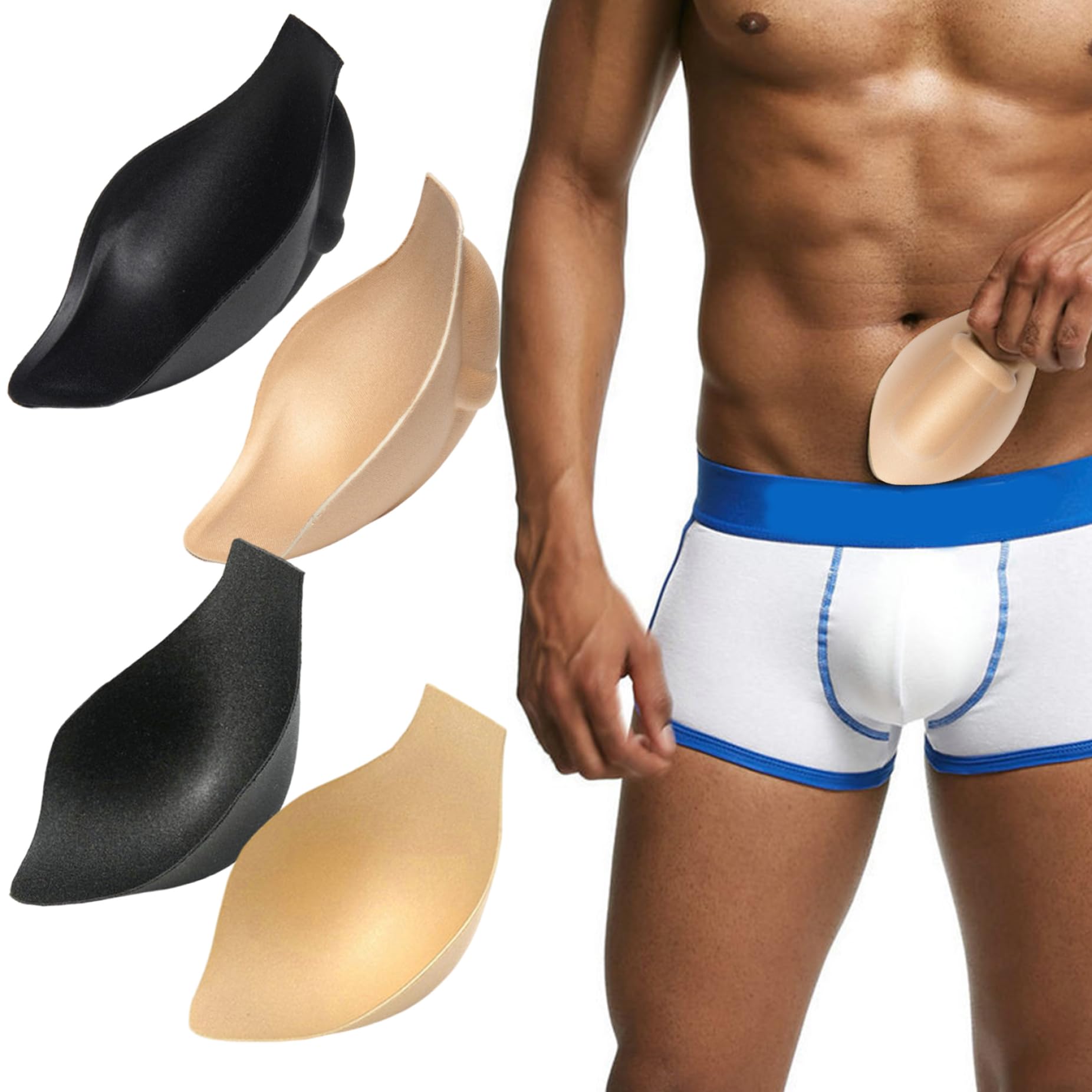 AZIDWERYQ 4Pcs Bulge Enhancer Men, Sponge Bulge Enhancing Underwear, Perfect for Swimming Boxers, Briefs, Thongs, Shorts Enhancing Underwear