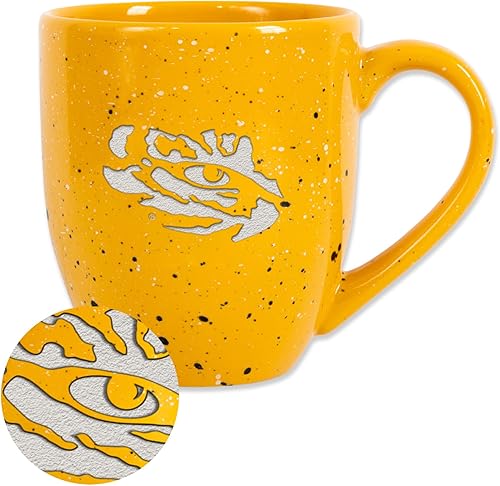 Miniatura 13 de Rico Industries NCAA Taza de café de cerámica moteada grabada con láser de 16 onzas (escuelas L)