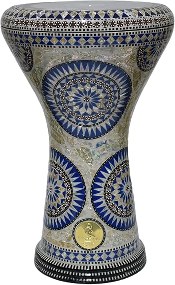 Darbuka doumbek drum tabla 17/17.5 inch inlaid mother of pearl with free bag (Blue Nile)