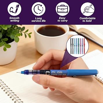 8 Pcs 0.5mm Liquid Ink Rollerball Pens, Colored Gel Rollerball Pen, Extra Fine Needle Tip Smooth Writing Pens Set, Quick Dry Fine Point Ink Pens for Journaling, Office Work, Doodling, Gift Use