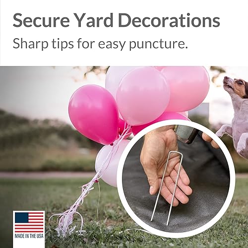 Miniatura 8 de Pinnacle Mercantile - Grapas galvanizadas para jardín y paisajismo, pasadores de anclaje antioxidables para telas, de 6 pulgadas, acero resistente