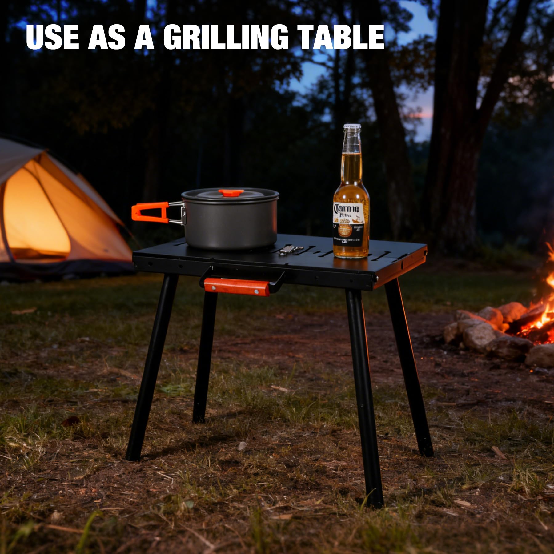 REDCAMP Barbacoa Mangal de carbón vegetal portátil con 2 niveles de altura para 16 pinchos (lentos/afilados), barbacoa plegable al aire libre para camping, jardín, pícnic, viajes