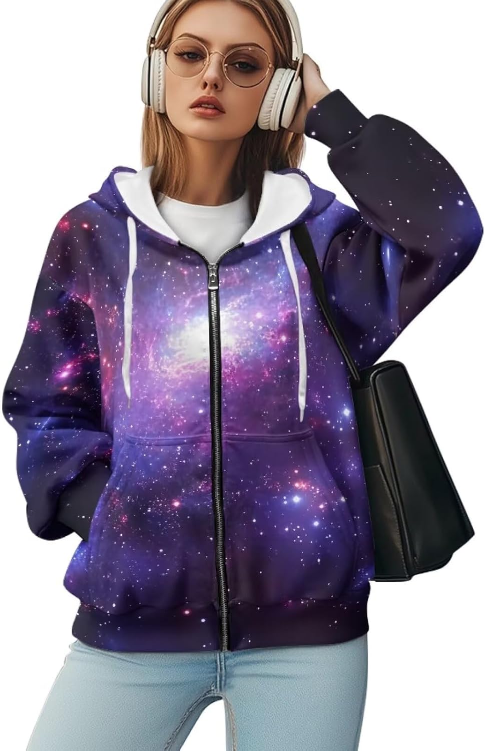 Women Casual Full Zip Up Hoodie Oversized Lightweight Long Sleeve Sweatshirt Trendy Warm Jacket With Pockets - Image 2