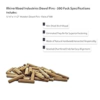 Vista 75 de 3/8" x 2" - Paquete de 500 pasadores de madera - Secados al horno, estriados y biselados (3/8" x 2", 500 unidades)