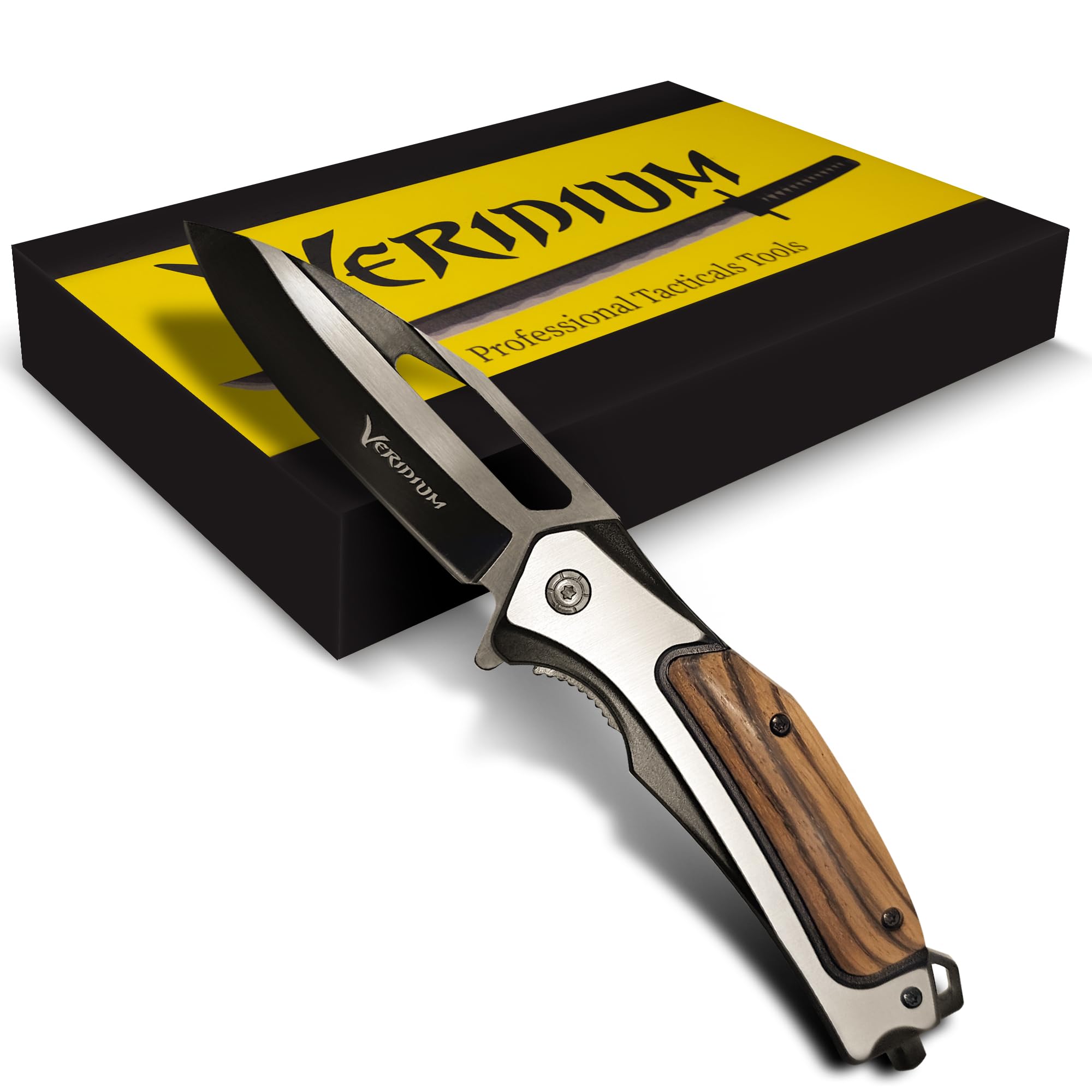 Coltello Pieghevole Professionale in Acciaio Inox Giapponese VG10 al Cobalto, Coltello Tascabile, Coltellino da Caccia e Pesca con Comoda Clip da Tasca. Lama 8 cm, 186g Tempra 62 HRC. BEARING SYSTEM.