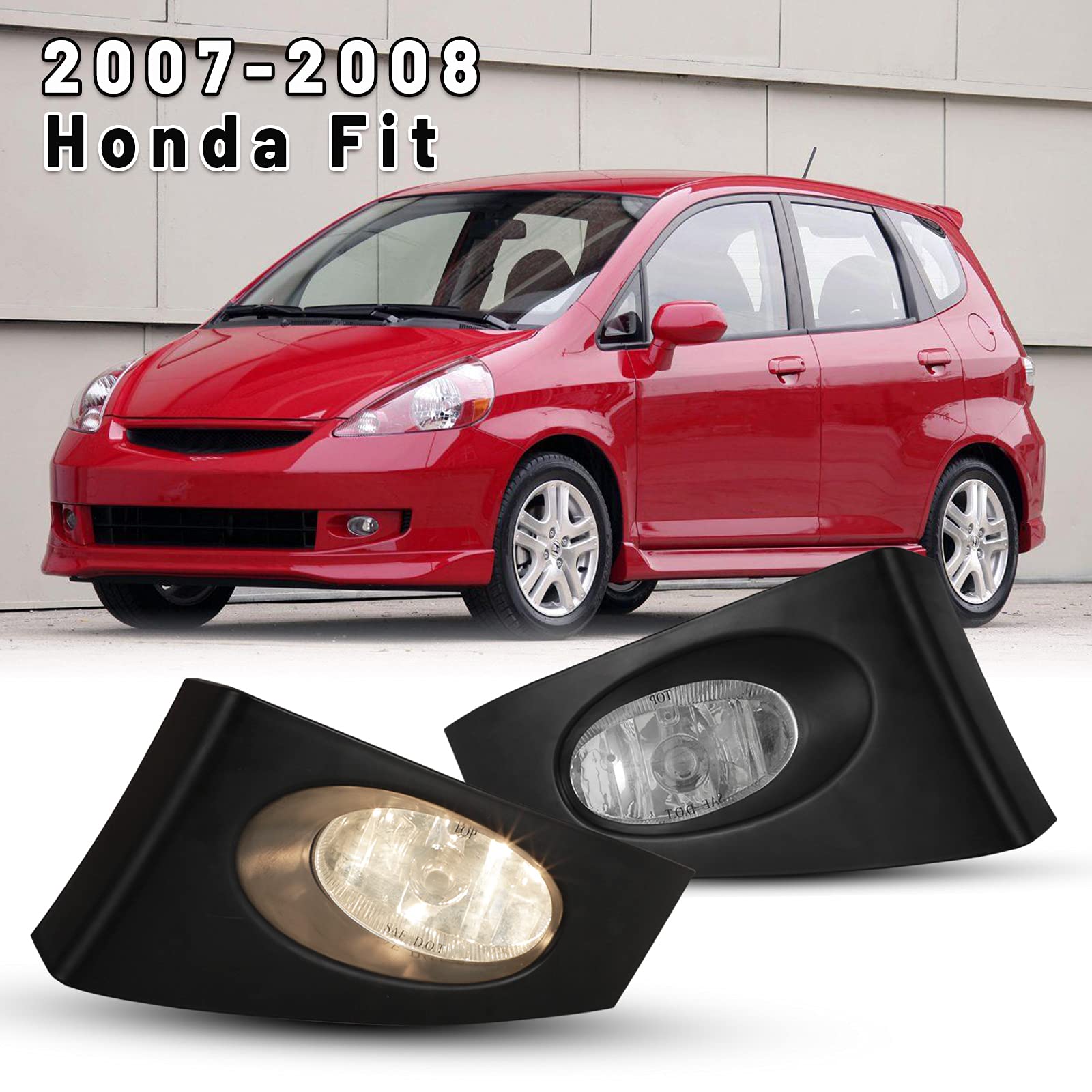 AUTOWIKI Fog Lamp For 2007 2008 Honda Fit Fog Lights With Wiring Kits 55W 1 Pair