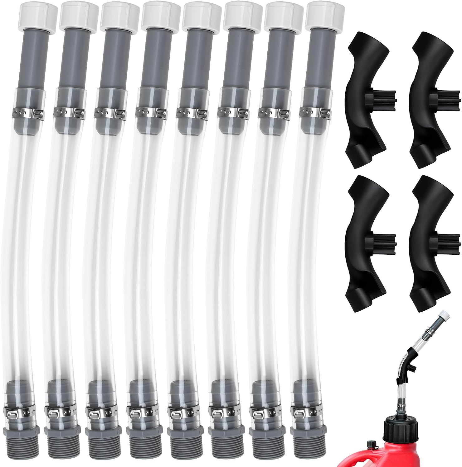2-Pack Racing Fuel Jug Hose Gas Can Spout Replacement Compatible with Jegs 3/5/5.5 Gallon Gas Cans, 3/4” NPT Thread Fuel Filler Hose