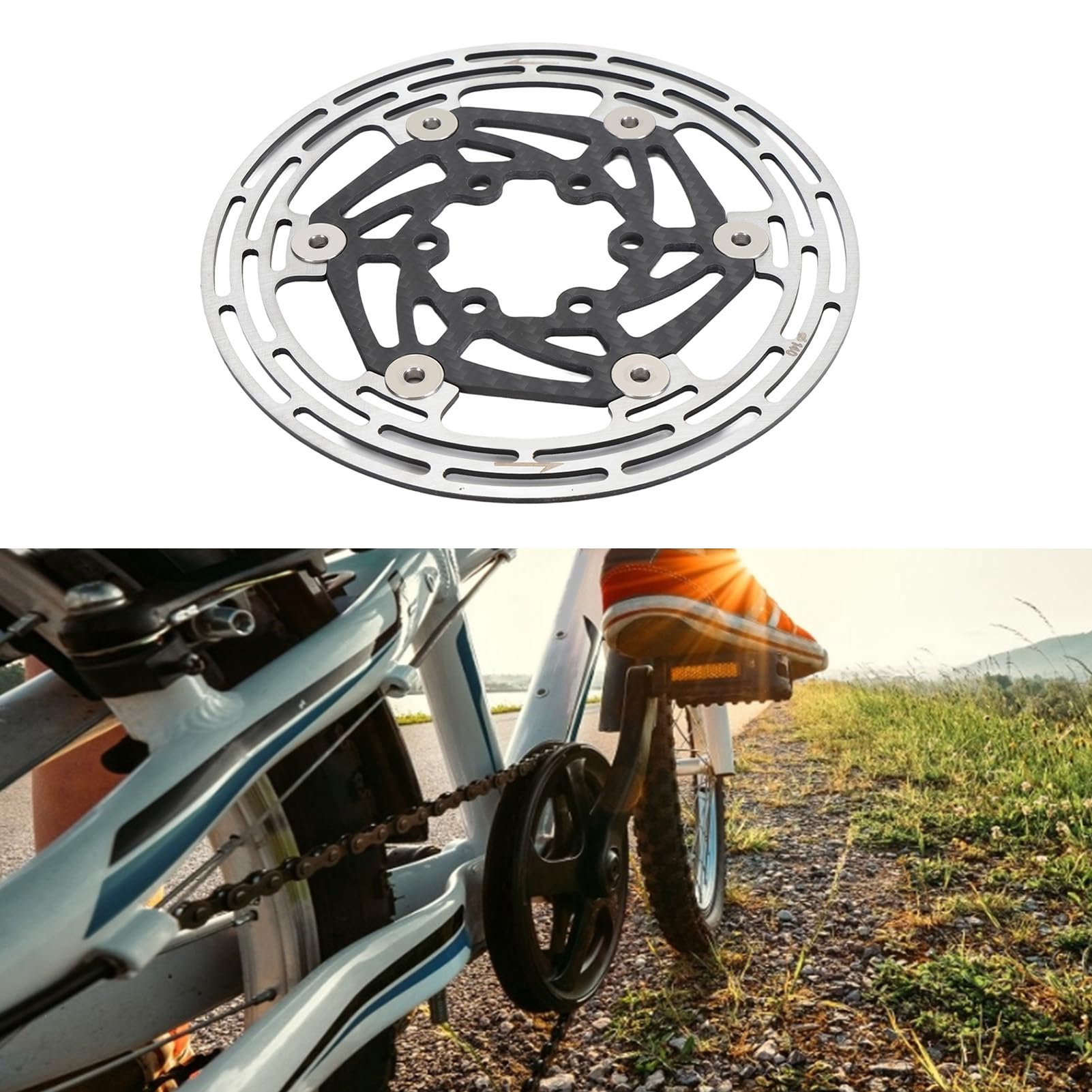 Tbest Rotor de Disco de Freno de Bicicleta, Rendimiento Estable de Acero de Fibra de Carbono Ligero con Disipación de Calor Adecuado para Bicicleta de Montaña