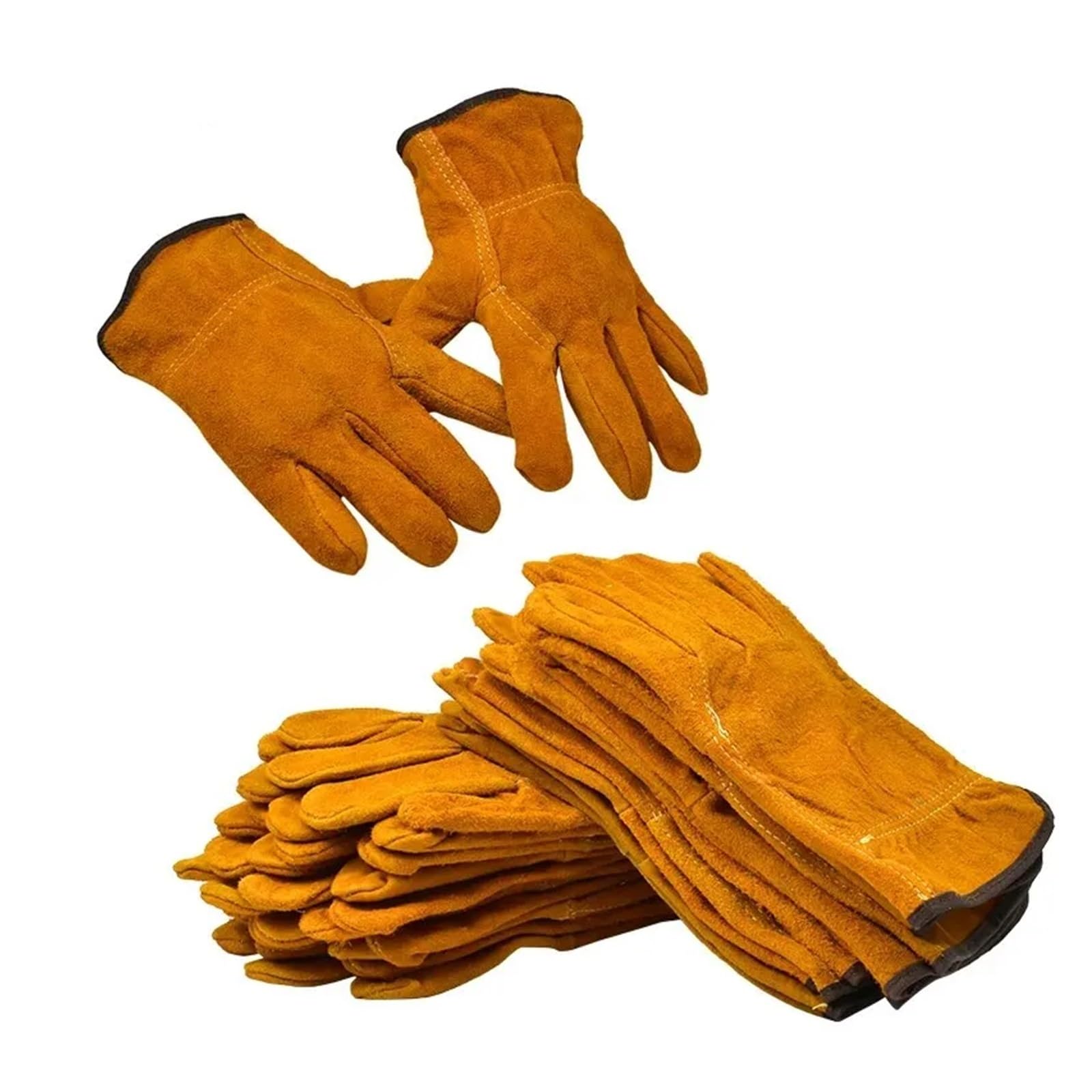 Mandil de Soldador, 3/5/10 pares de guantes de trabajo de protección laboral cuero vacuno suave protección de seguridad for soldadura guantes de soldadura aislados resistentes al desgaste(10pairs)