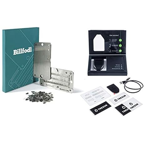 Trezor Model T + Billfodl Cryptocurrency Hardware Wallet with SteelWallet Cold Seed Storage