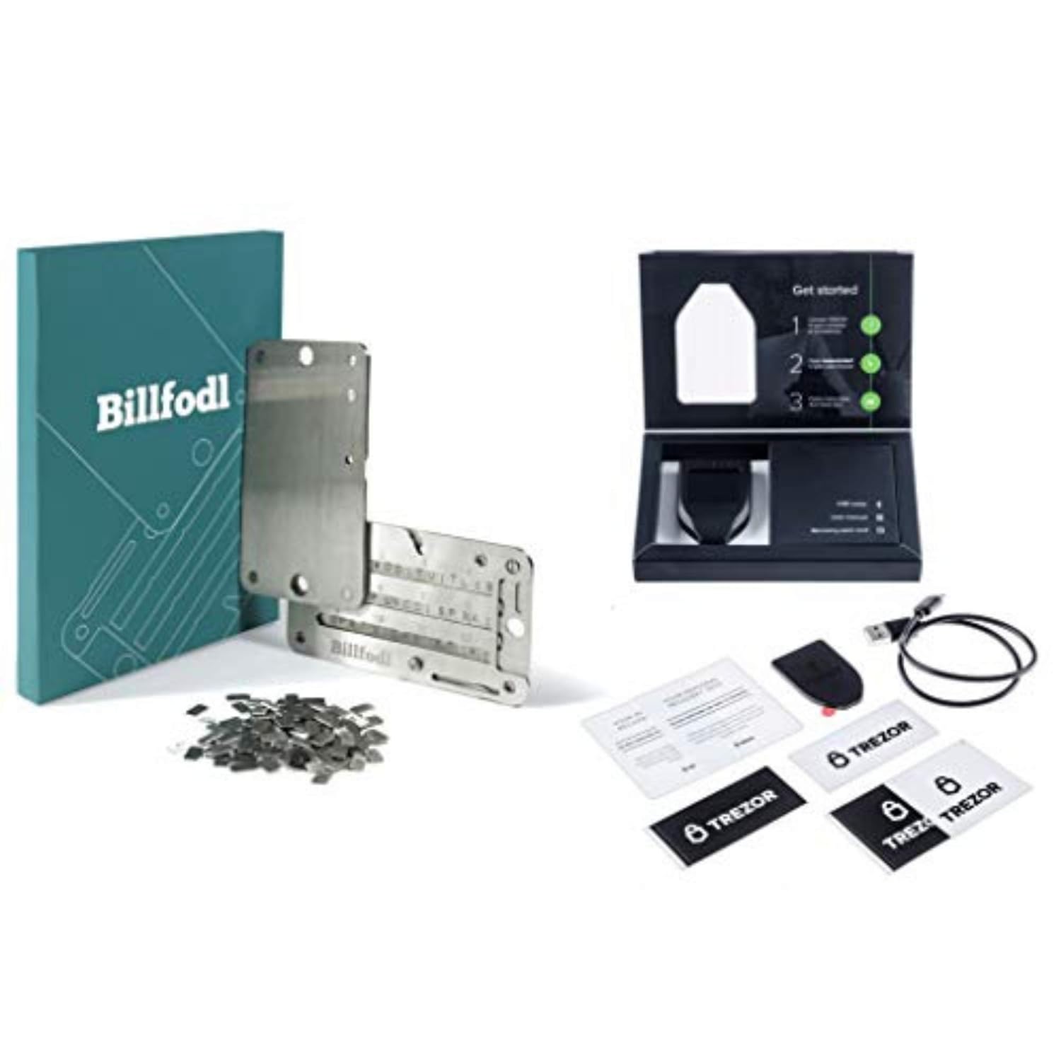 Trezor Model T + Billfodl Cryptocurrency Hardware Wallet with SteelWallet Cold Seed Storage (Bundle)
