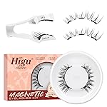 Higu clace Magnetic Eyelashes with Applicator, 1 Pair Reusable Magnetic Lashes Without Eyeliner, Magnetic Eyelashes Natural Look, No Glue Needed (XTY-N)