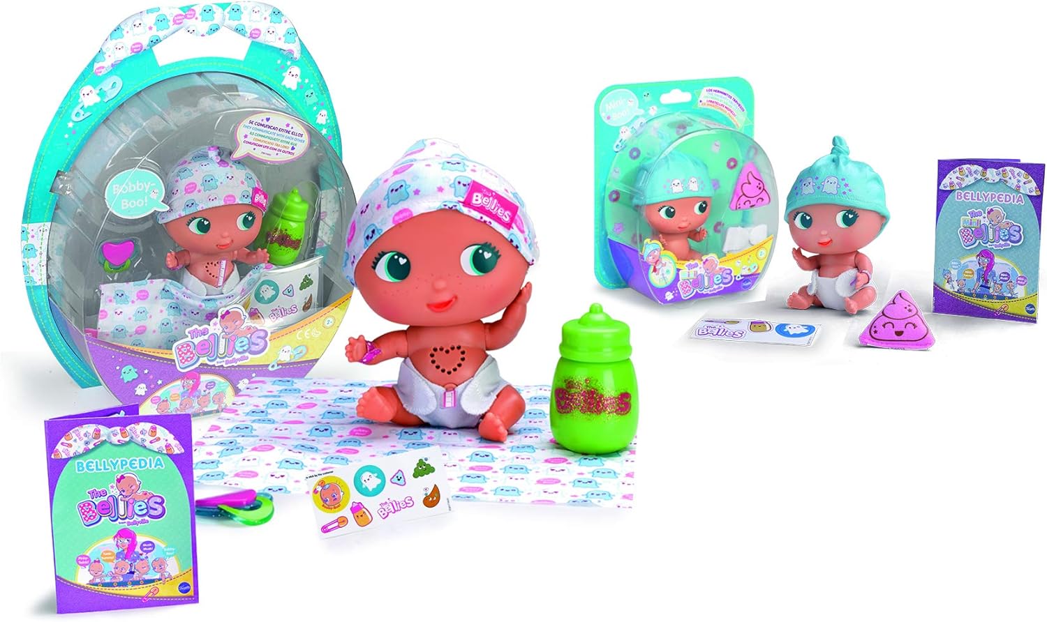 The Bellies - Bobby Boo + Mini Bobby Boo, muñecos bebé interactivos para niños y niñas de 3 a 8 años