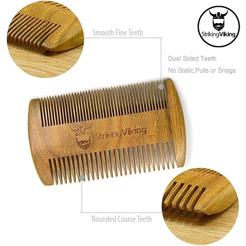 Vista 13 de Striking Viking – Peine de madera plegable ideal para cabello y barba, peine de madera antiestática para hombres Peine plegable