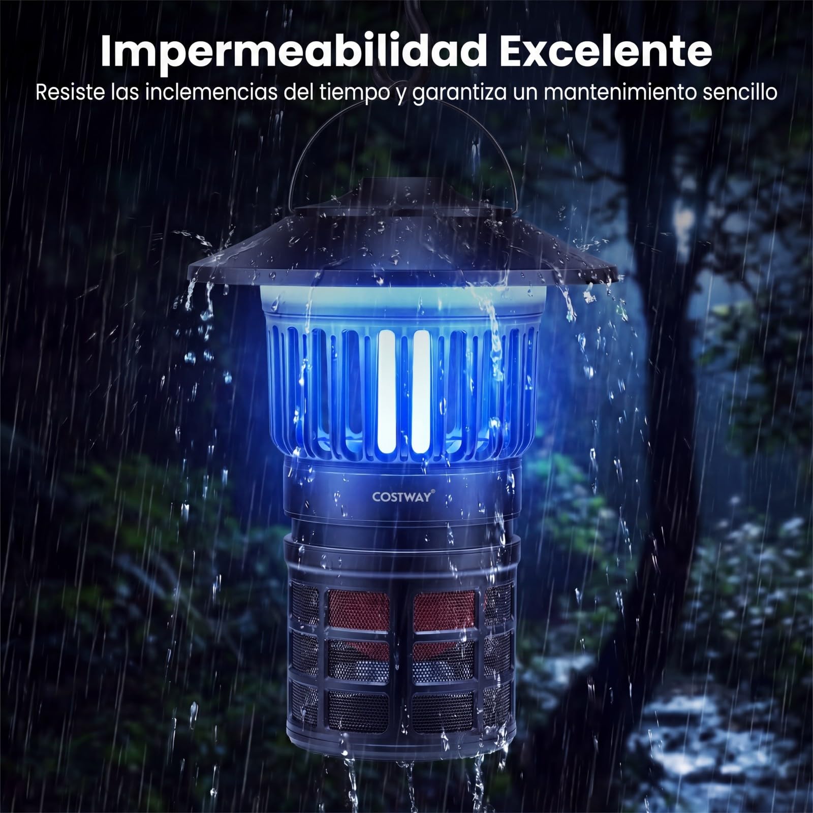 COSTWAY 2 en 1 Lámpara Antimosquitos Exterior, Mata Mosquitos Electrico con Luz de Vela, Ventilador, Batería Recargable de 2000 mAh y Cobertura de 100 m², Trampa para Insectos Moscas Interior