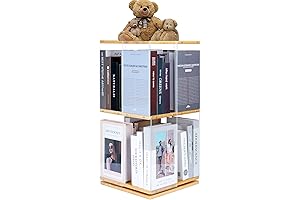 Clear Rotating Bookshelf: 360° Display for a Tidy Space