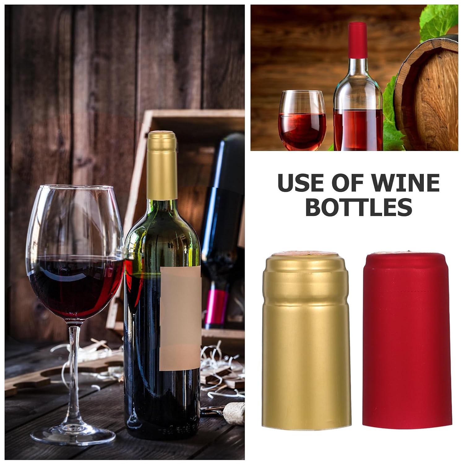 MAGICLULU 200pcs PVC Heat Shrink Capsules for Wine Bottles, Wine Bottle Closure Wrap with Heat Shrink Technology and High Efficiency Sealing, for Bulk Storage and Home Use