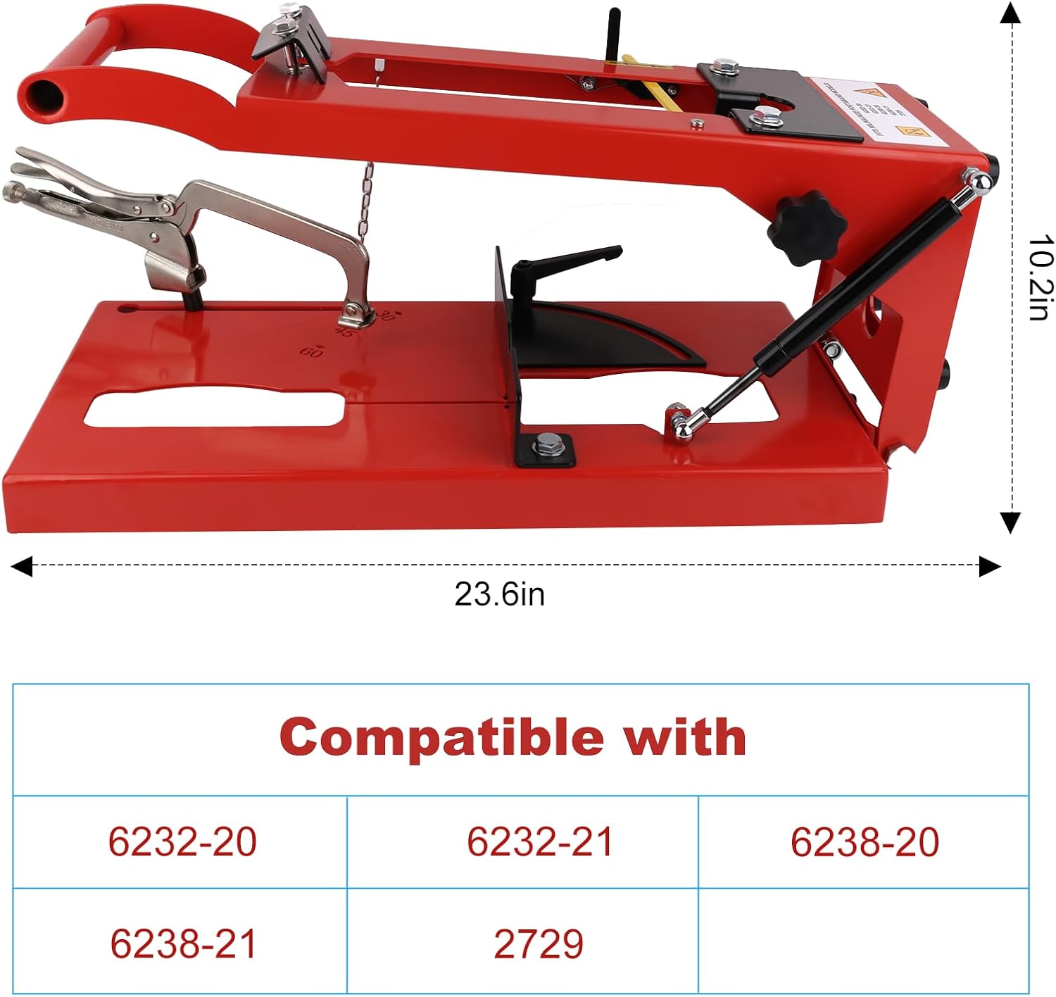 Portable Band Saw Stand Compatible with Milwaukee 6232-20, 6232-21, 6238-20, 6238-21 & 2729 Models, Deluxe Heavy Duty Benchtop Conversion Stand with Vertical Table, Clamp & 0-60° Adjustable Angle Cutting