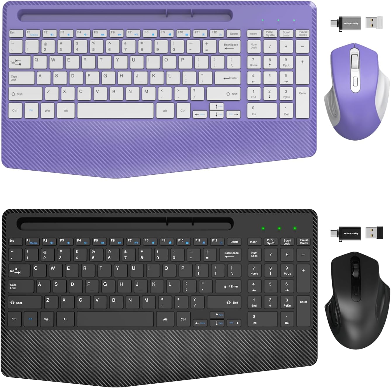 Amazon.com: 2 Pack Wireless Keyboard and Mouse Combo, Ergonomic ...