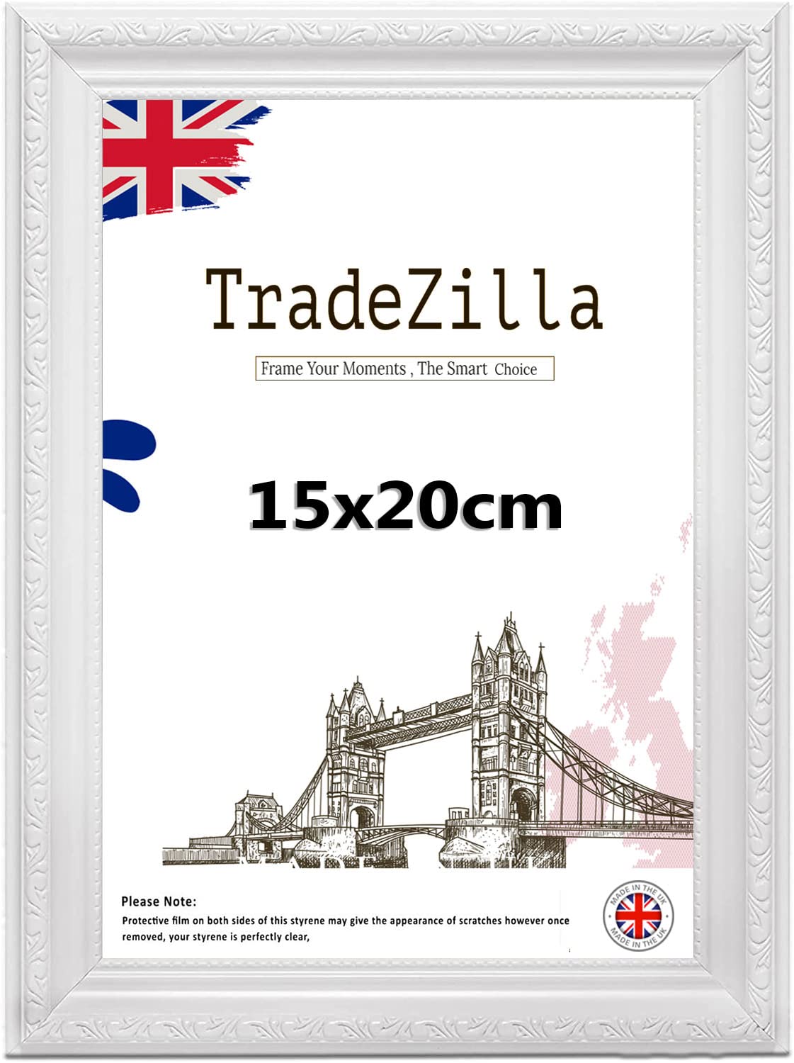 TradeZilla Antique Style Ornate Shabby 15x20cm Poster/Picture Frame Size| White Colour MDF Solid wood & HD Perspex | Landscape & Portrait Display |Gift Wall Art Gallery Home Décor (White)
