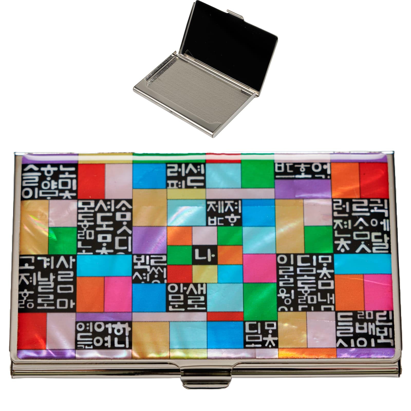February Mountain Mother of Pearl Business Card Case - Korea Traditional Gifts, Slim Metal Holder for Business & Credit Cards, Pocket-Sized Purse Wallet โ image 1