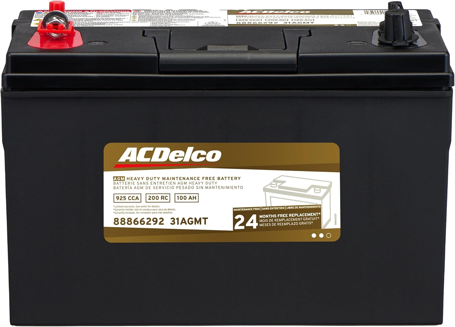 ACDelco Gold 31AGMT (88866292) 24 Month Warranty Heavy Duty AGM BCI Group 31 Battery