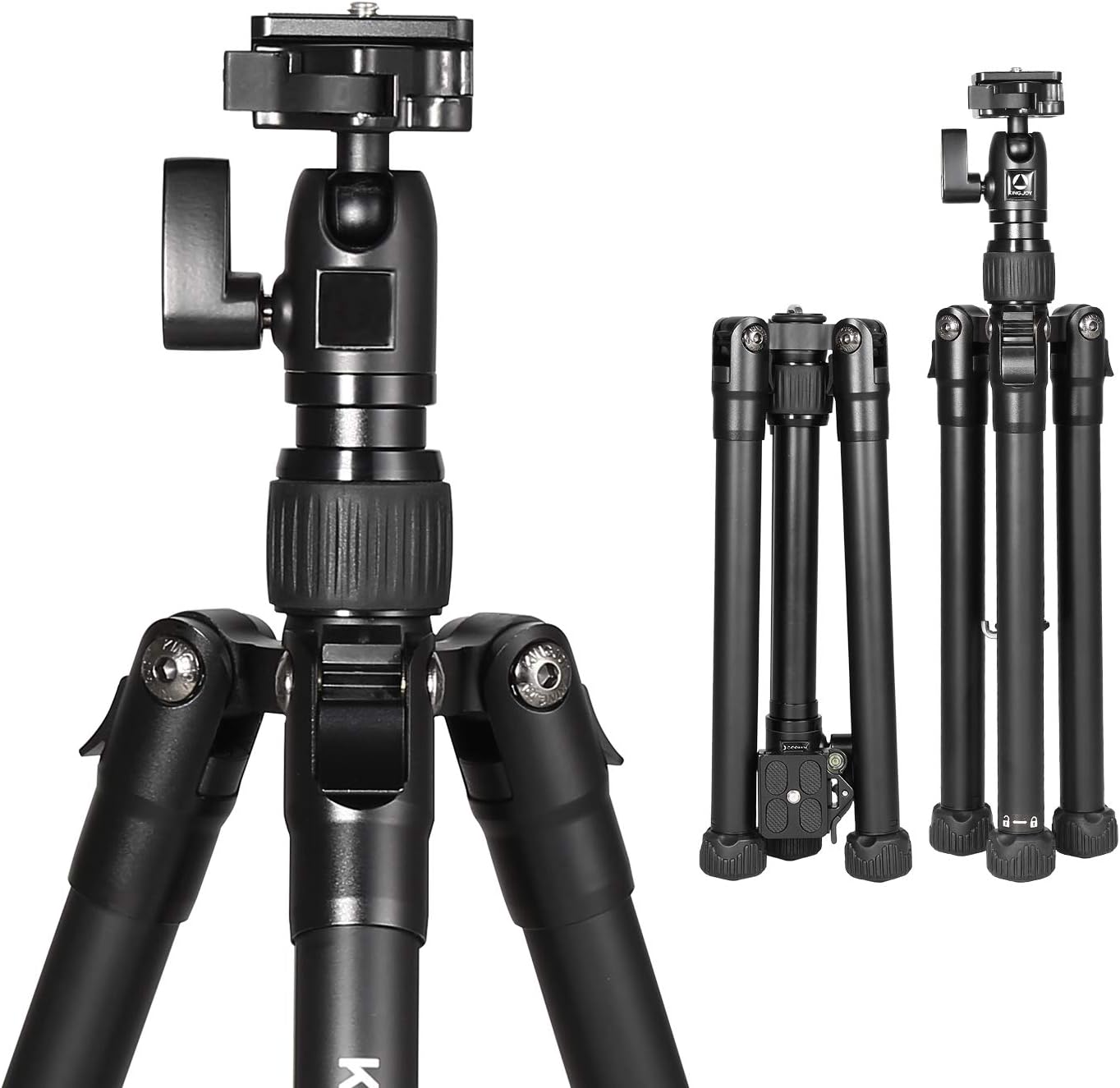 Noeler Travel Tripod, 59"(Extendable Length 150CM) Aluminium Lightweight Portable Camera Tripod Stand for DSLR Digital Cameras Nikon Canon Sony Panasonic Fuji and Video Cameras,Folded Length 11"/28CM