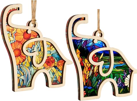 2 Pcs Best Friend Birthday Gifts for Women,Handcrafted Elephant Ornament with Story Card,Friendship Gift for Women,Birthday Presents for Best Friends Sisters Special Bond Decor, Suncatcher