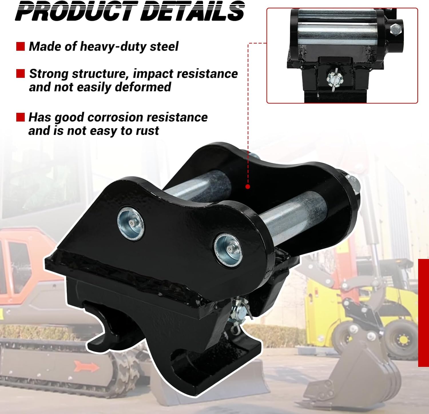 Mini Excavator Quick Hitch Coupler, Mechanical Quick Change Hitch Attachments Compatible with 0.8-3 Tons Small Diggers, 25mm Hole Durable Steel Design - Image 4