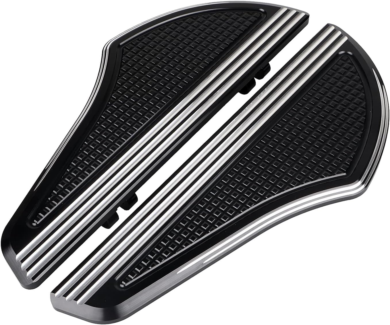 1 Pair Aluminum Big Size Rider Floorboards Rider Footboard for Harley Touring, Road Glide, Sposter, Softail Heritage 1986-Up (Black-Chrome Edge)