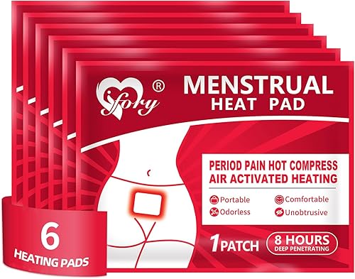 Miniatura 7 de Almohadilla térmica menstrual inalámbrica, parches portátiles para terapia de calor para calambres menstruales, paquete de 6 unidades de compresa