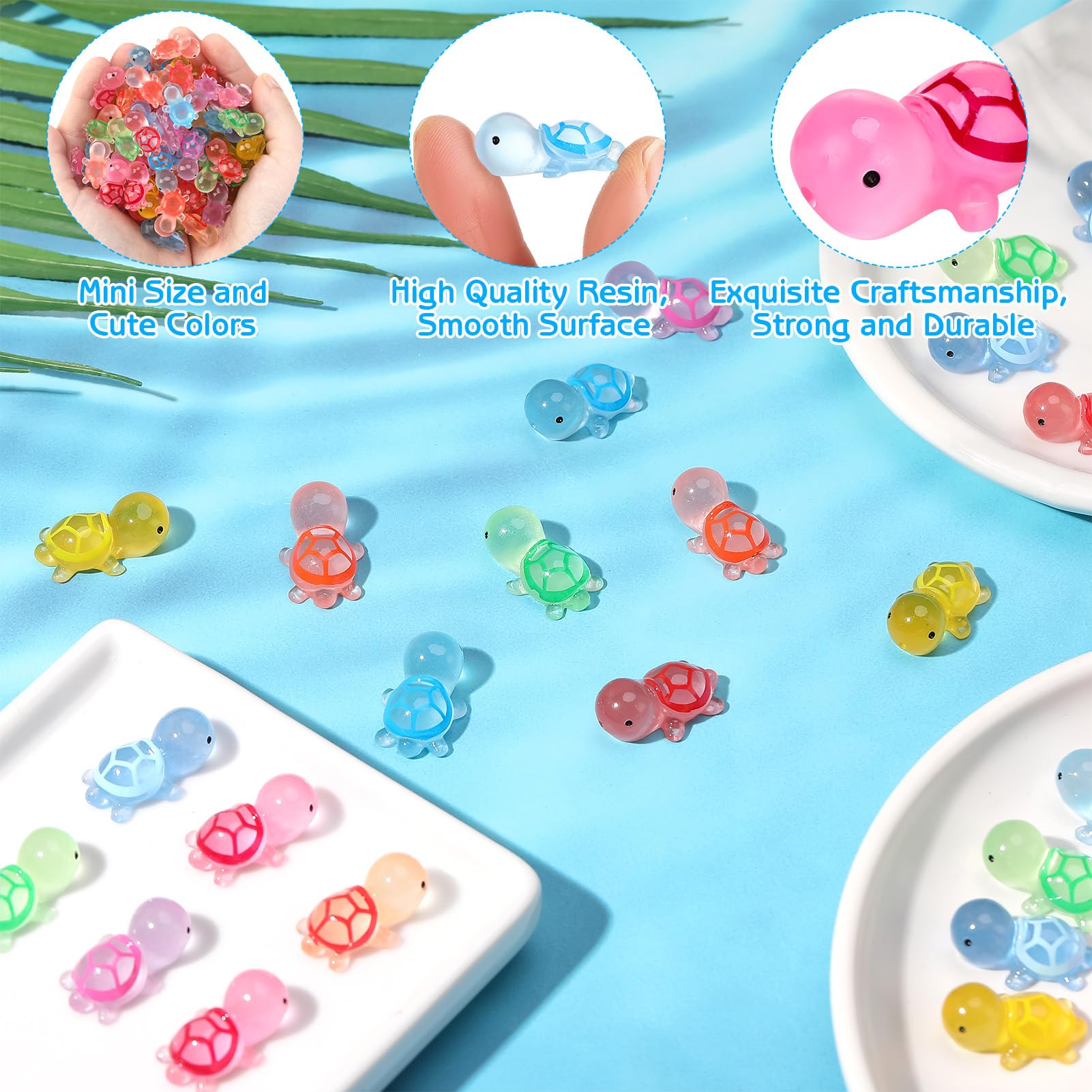 Mini Resin Turtle Figures 100 Luminous Mini Turtles - Tiny Resin ...