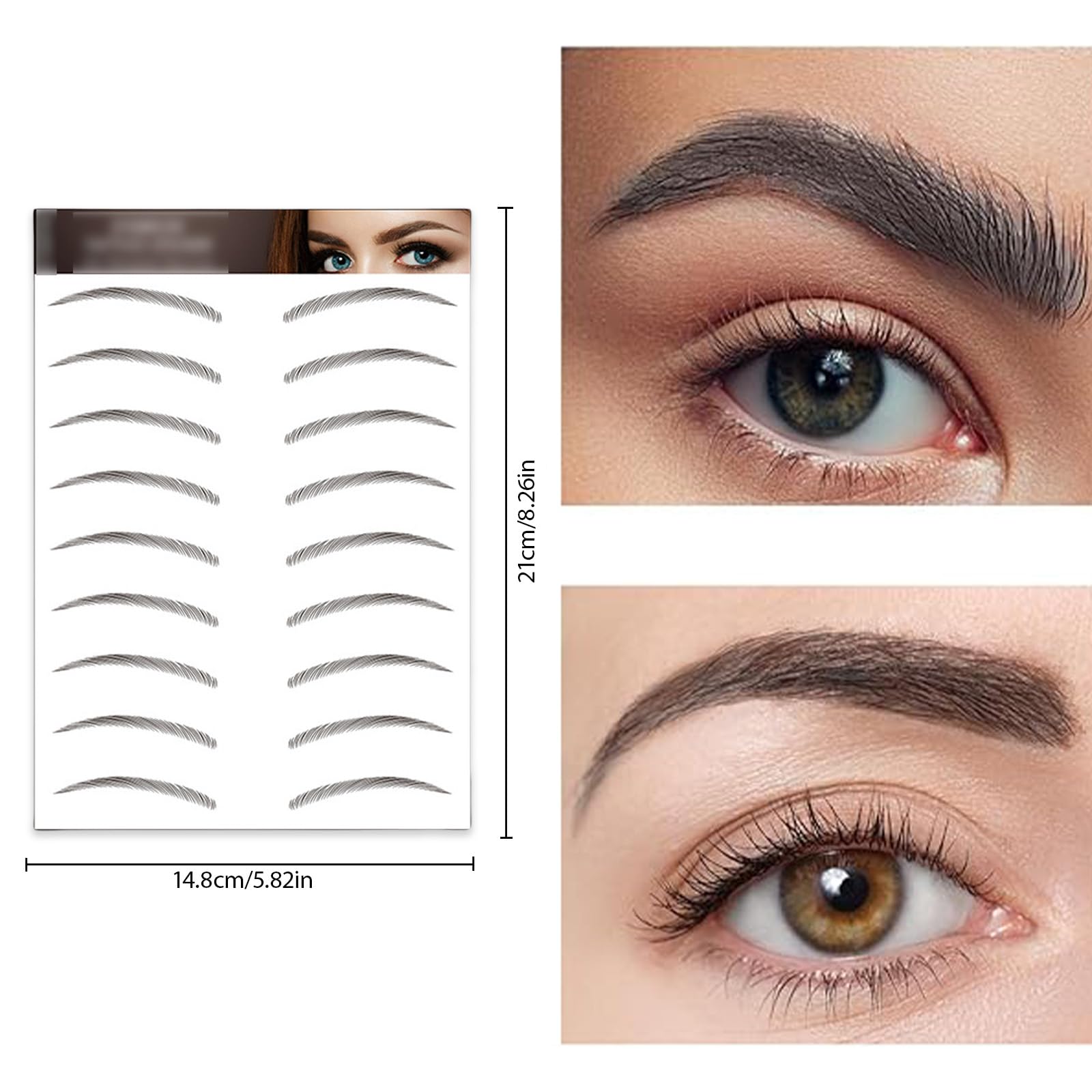 AWAVM 7Sheets/77Pairs 4D Hair-Like Tattoo Stickers Waterproof Natural Fake Eyebrow Stickers,Long Lasting Eyebrow Grooming Shaping Perfect for Women and Girls (Black-15) - Image 2