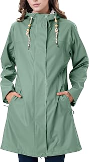 Raincoat Women's Transition Jacket PU Waterproof Women Rain Jacket Long Parka Rain Parka with Hood Outdoor S-3XL M grey