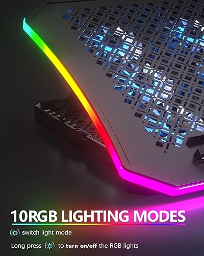 Miniatura 5 de KeiBn Almohadilla enfriadora mejorada para laptop para juegos con 9 ventiladores RGB silenciosos, almohadilla de enfriamiento para portátiles de