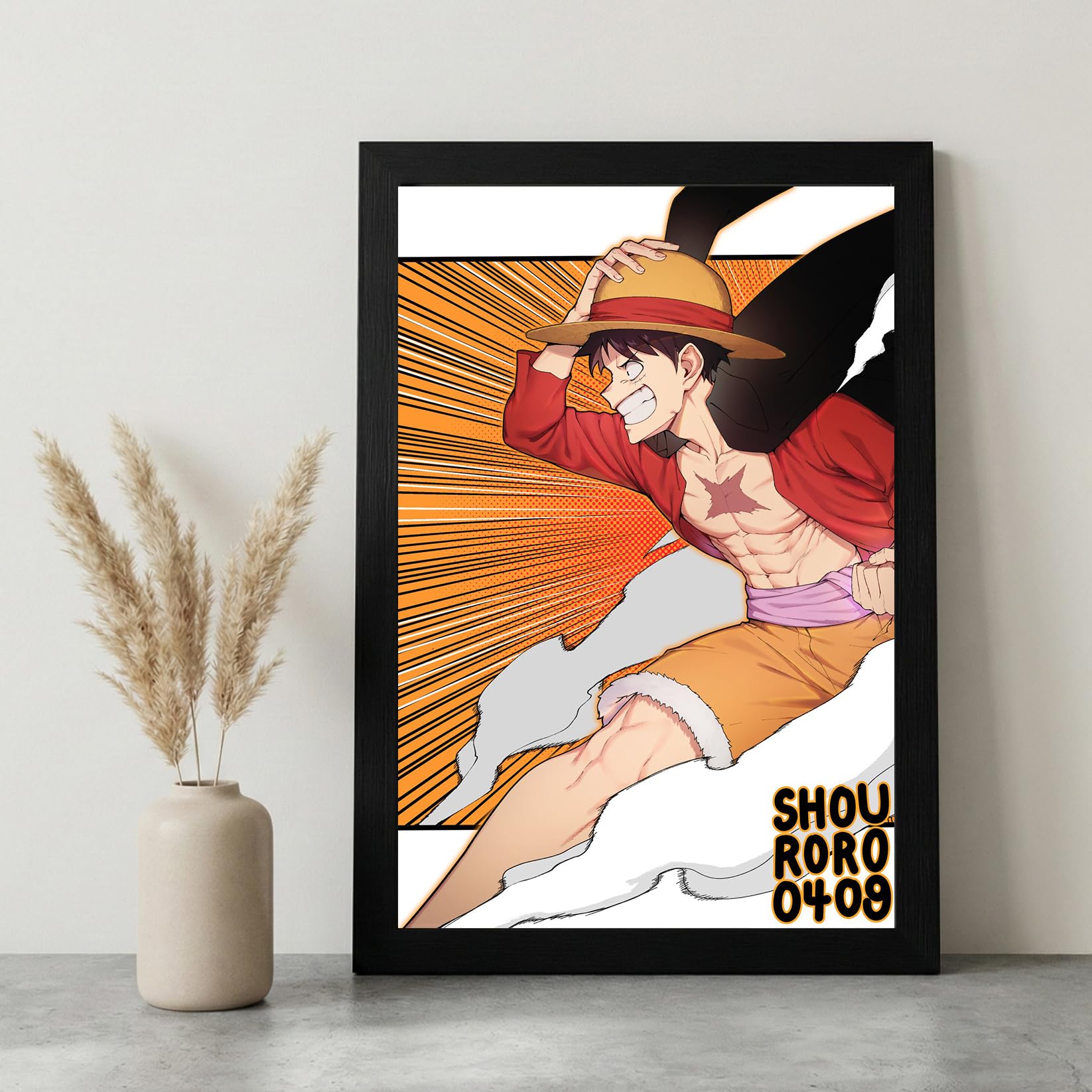 FrameMonk One Piece Luffy Framed Poster (8x12 Inch) | High