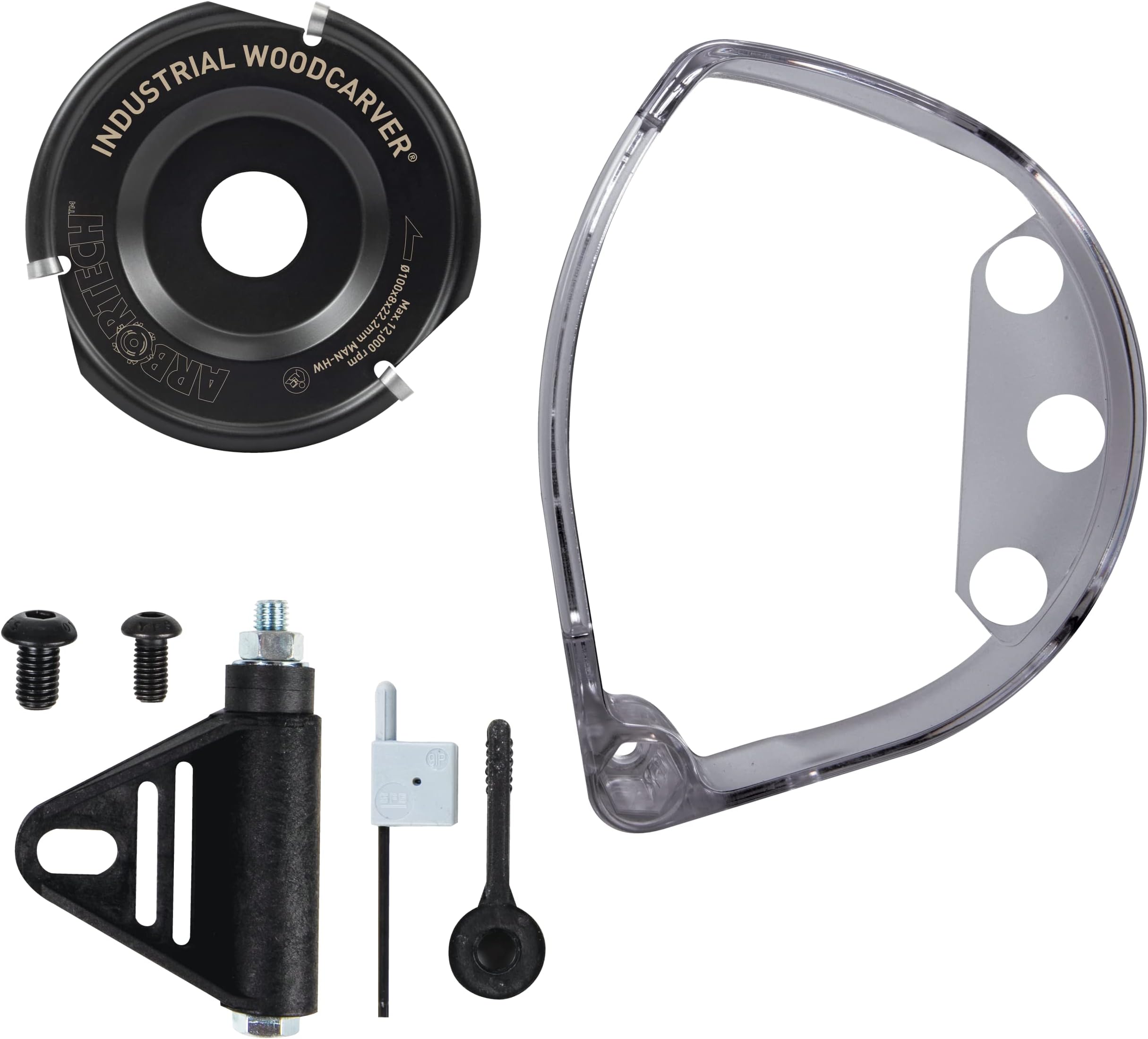 ArbortechIndustrial Woodcarver Pro Kit | Ø 100 mm Carbide Wood Carving Disc for Angle Grinder with Protective Guard | IND.FG.200