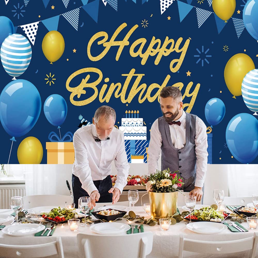 Happy Birthday Hintergrund 2,1 X 1,5 M – Goldene Schrift Auf Weiß, Fotohintergrund Für Geburtstagspartys
