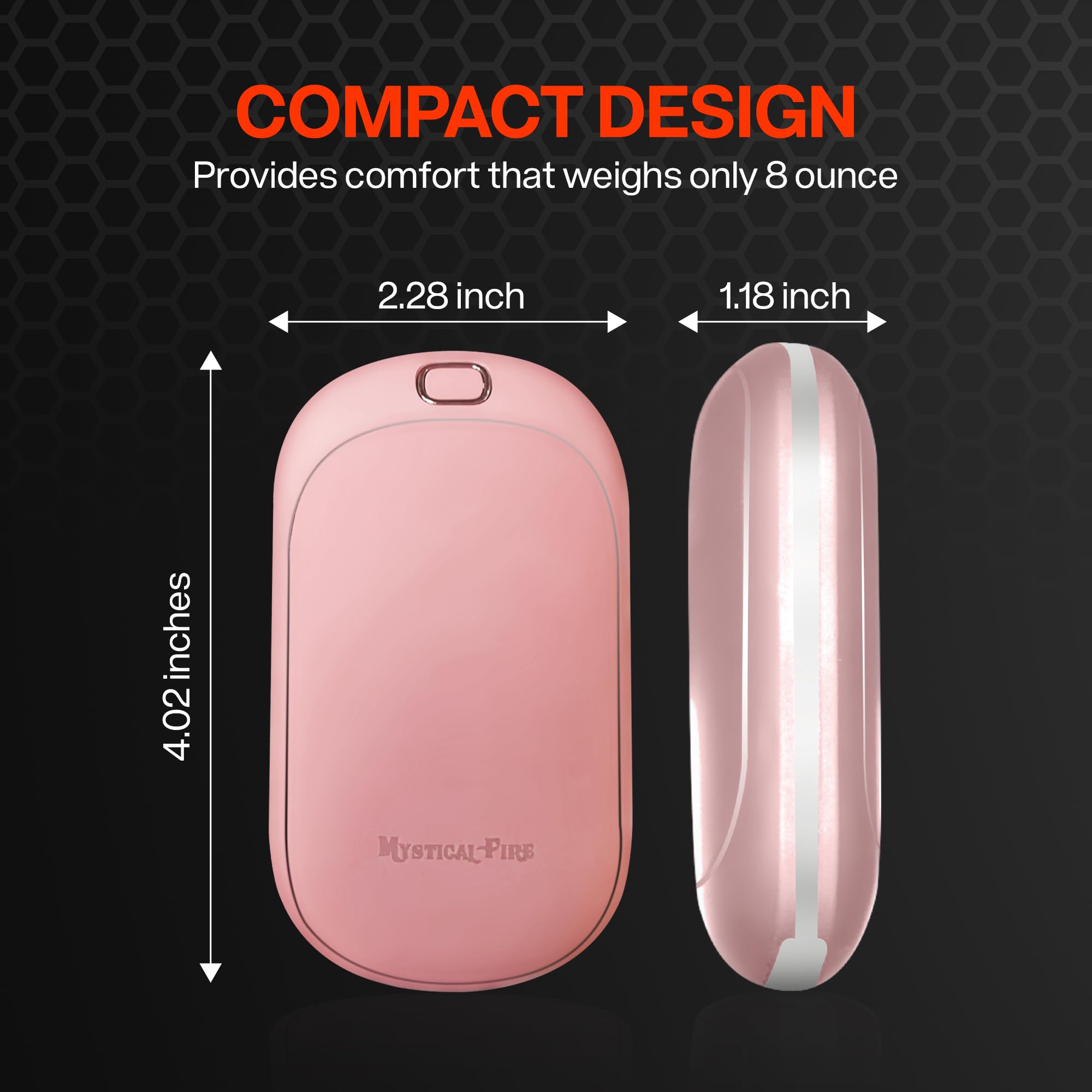 Hand Warmers Rechargeable 1 Pack 5200mAh Portable Electric Charging Heater (Pink) by Mystical Fire Great Gift for Men & Women - Keep Your Hands Warm in The Outdoors While Camping Skiing Or Hunting