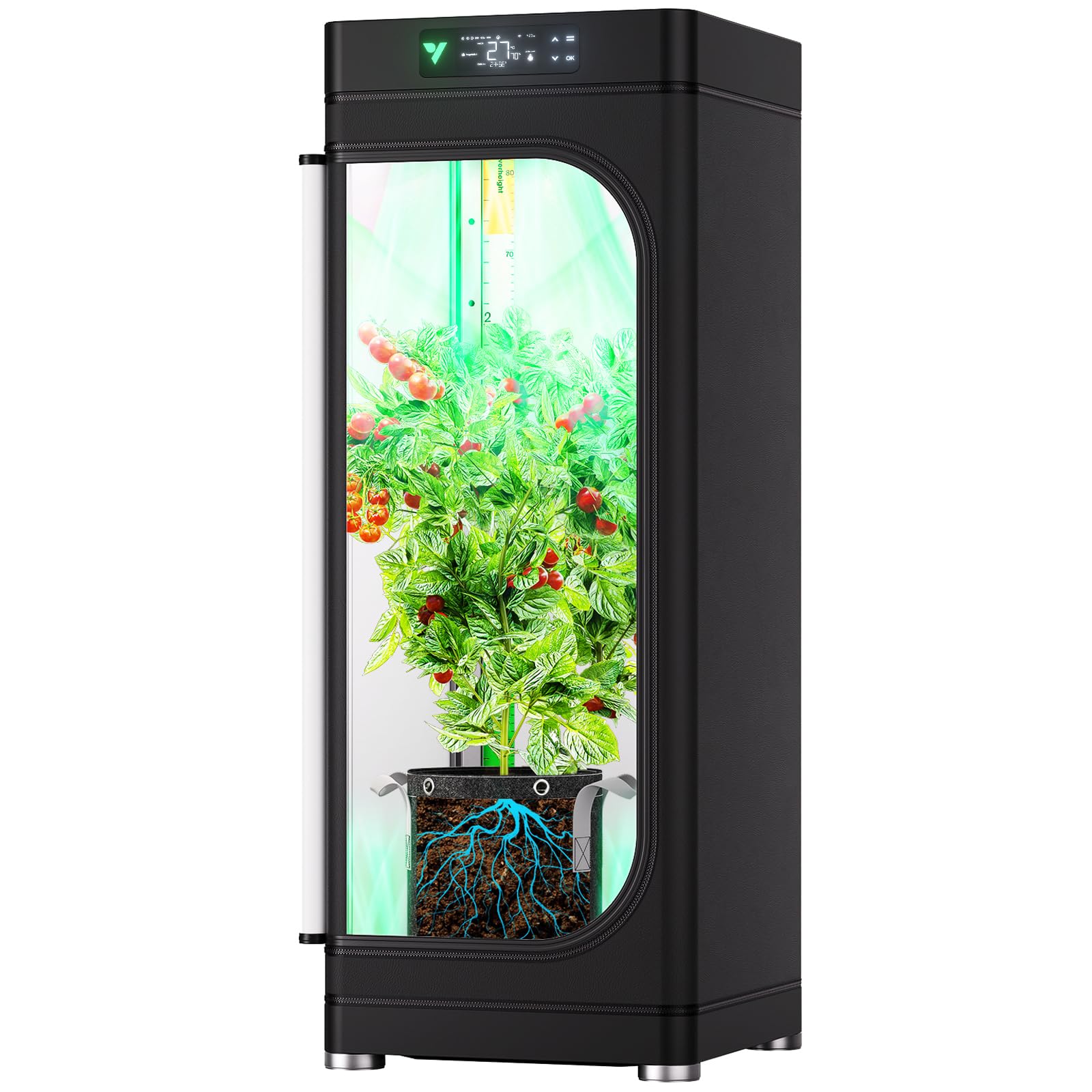 VGrow All-in-One Smart Grow Box, Professional System with Samsung LM301H EVO Grow Light, Advanced Circulation & Ventilation System, Irrigation, Nutrient, Magnetic Window for Indoor Hydroponics
