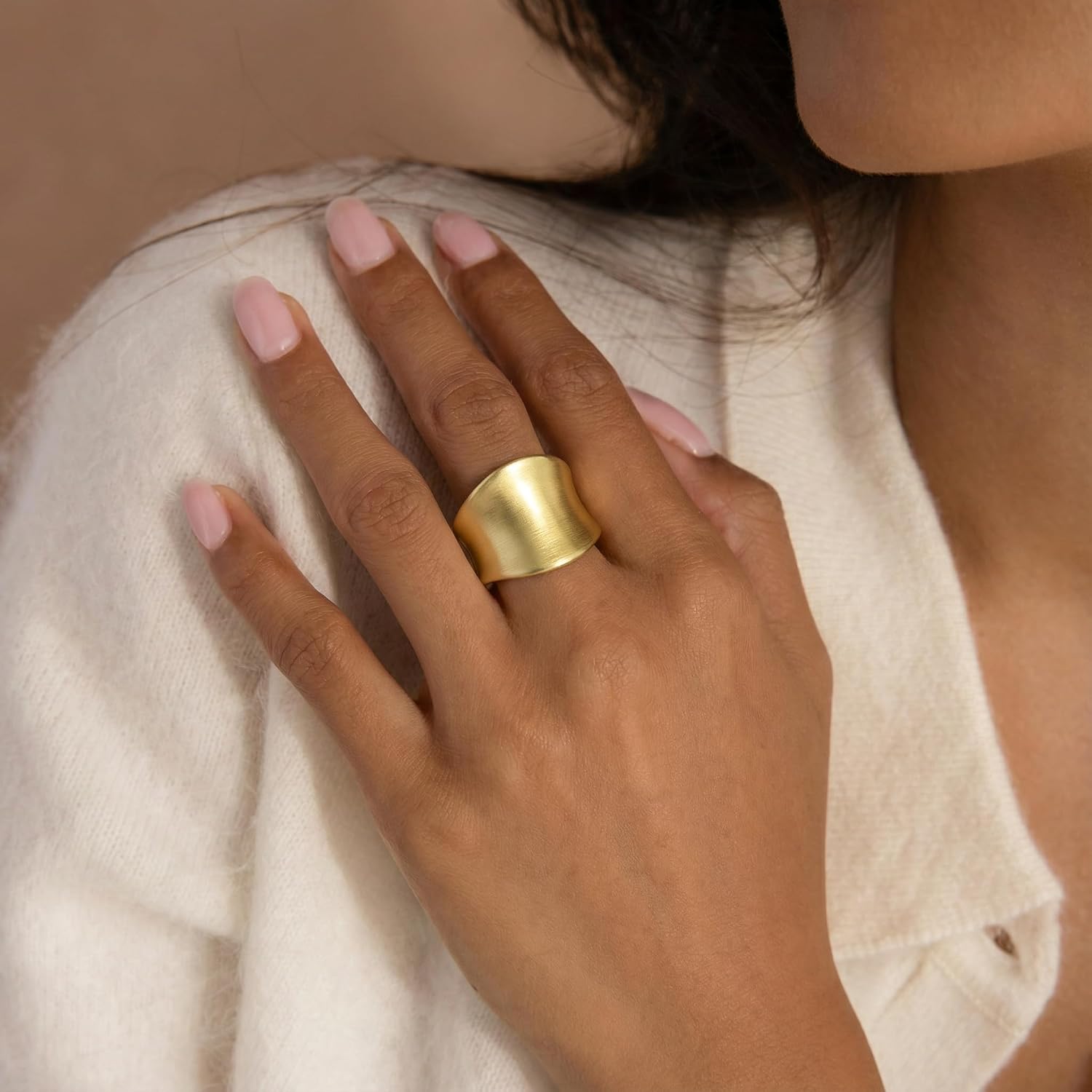 Chunky Rings for Women Gold and Silver Statement Rings Fashion Band Ring Cocktail Costume Jewelry Gift