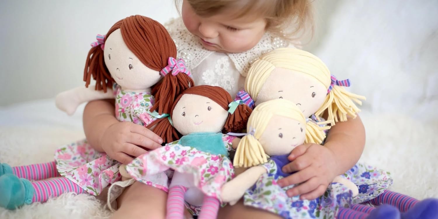 Tikiri Bonikka Doll Katy Dark Brown Hair with Pink & Sea Green Dress (Pink/Sea Green)