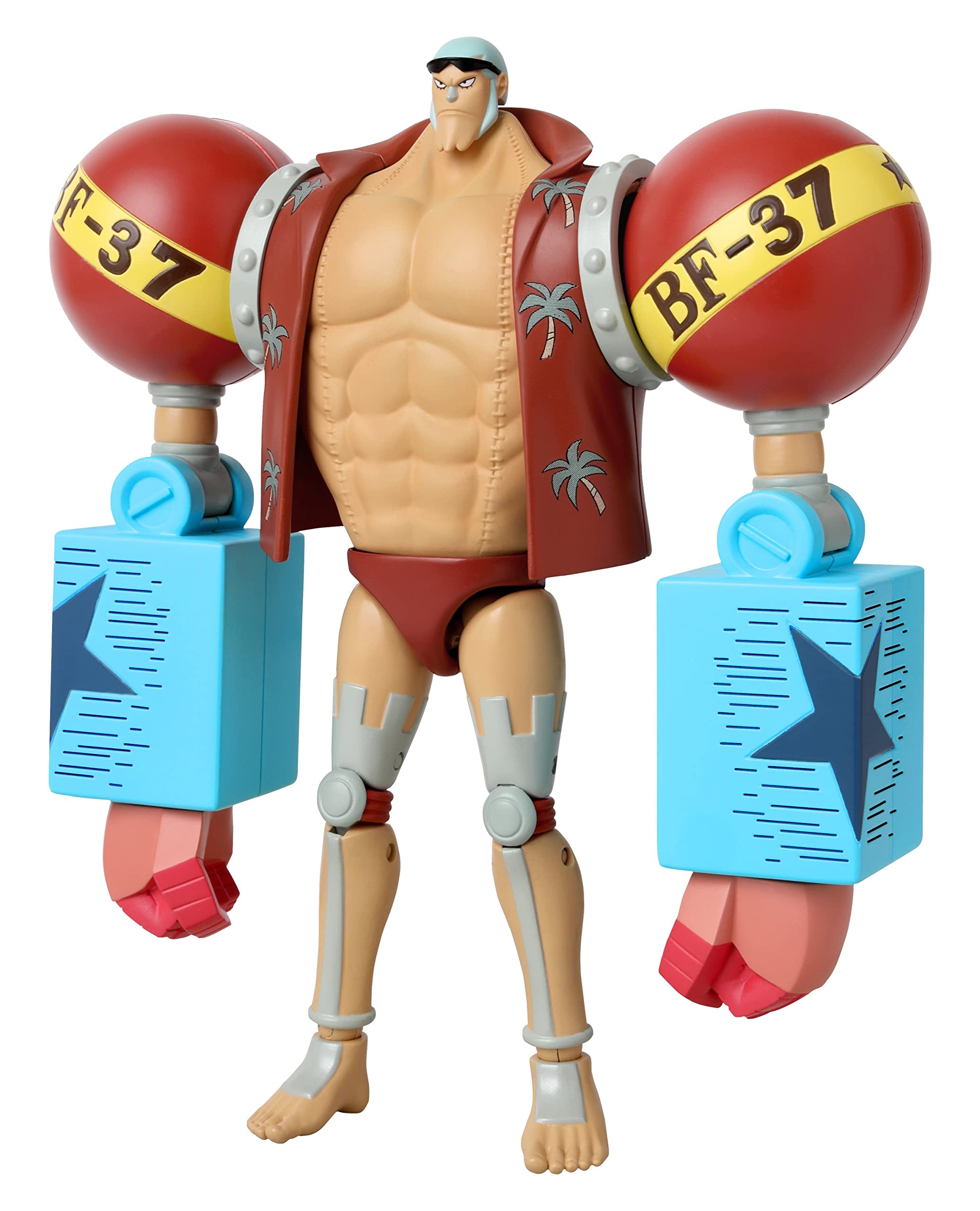 BANDAI Anime Heroes - Figura de acción de una Pieza Franky | Figura articulada de Anime Franky de 17 cm con Soporte de exhibición de Accesorios, Figuras de acción de una Pieza, Gama de Juguetes
