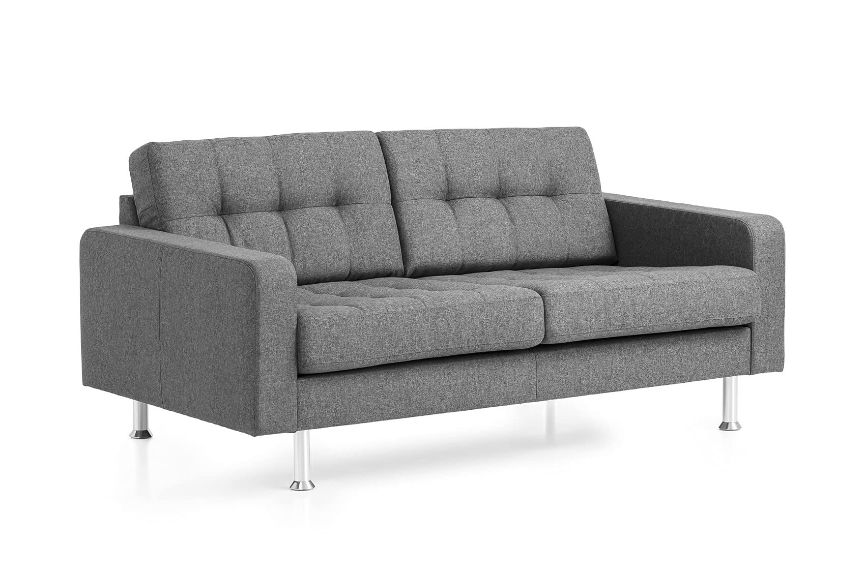 Traumnacht Sofa Laval, 2-Sitzer Couch mit Stoffbezug und Metallfüßen, produziert nach deutschem Qualitätsstandard, grau, 166 x 92 x 65 cm