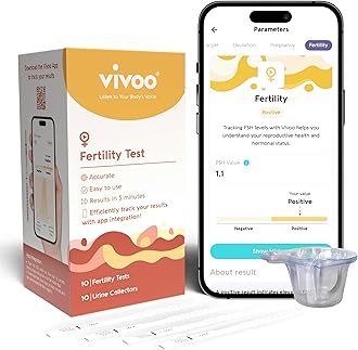 Vivoo Fertility Test – At-Home FSH Test to Monitor Ovarian Reserve, Scan & Track with Free Vivoo App, 10 Individually Wrapped FSH Tests + 10 Urine Collectors