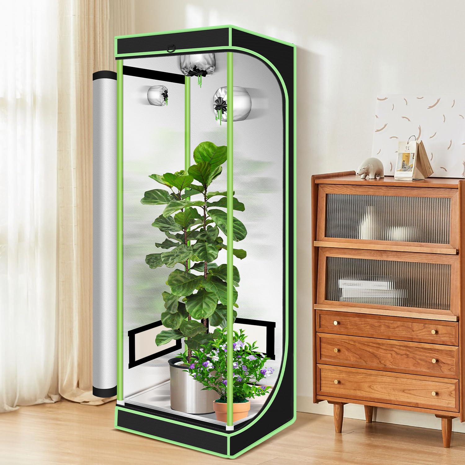 Grow Tent, tenda da giardino, 120 x 60 x 180 cm, resistente alla luce e impermeabile, con finestra di osservazione, Grow Box per serra ariosa, coltivazione in ambienti interni
