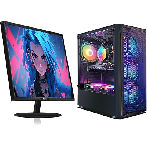 STGAubron Gaming PC Bundle with 24Inch FHD LED Monitor-Radeon RX 580 8G, Intel Core I7 up to 3.9GHz,16G RAM, 512G SSD, RGB Fan x6, Windows 11 Home