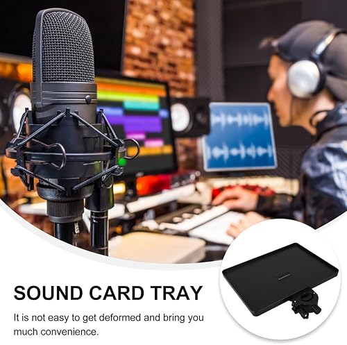 Miniatura 5 de Bandeja pequeña para micrófono, bandeja universal para micrófono, abrazadera de metal ajustable en el soporte de música, estante para hoja de