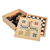 small foot Collezione di giochi 7 classici in legno, giochi di società per tutta la famiglia