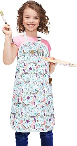 FreeNFond Delantal ajustable para niños con 4 bolsillos para hornear pintura